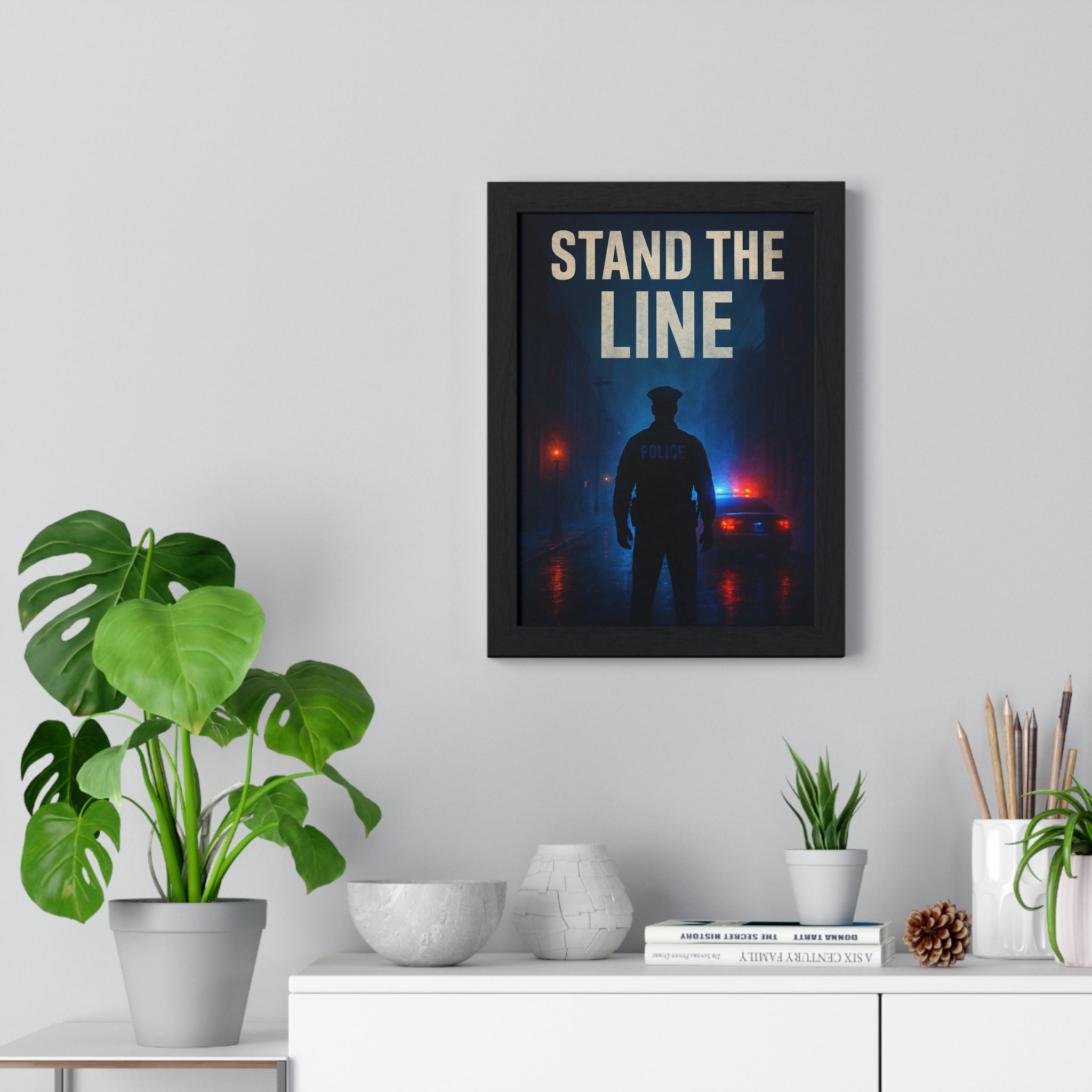 Courageous Police Framed Poster - Stand the Line Art for Home Decor