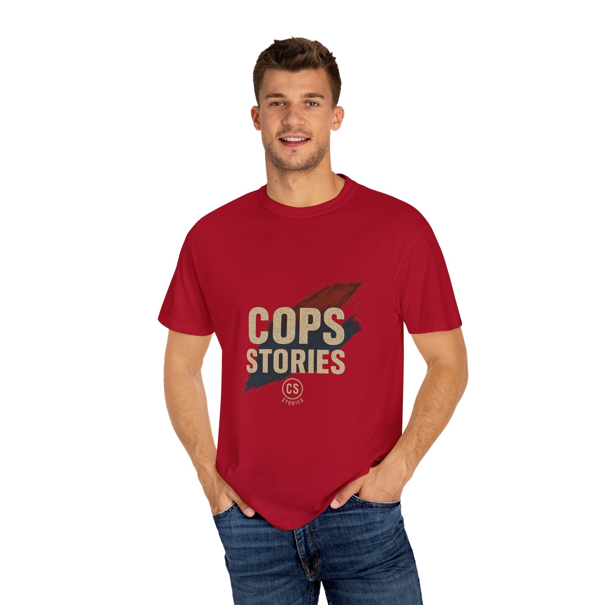 Cops Stories T-Shirt | Unisex Garment-Dyed Tee for Law Enforcement Enthusiasts, Perfect for Everyday Wear, Gifts, Police Appreciation