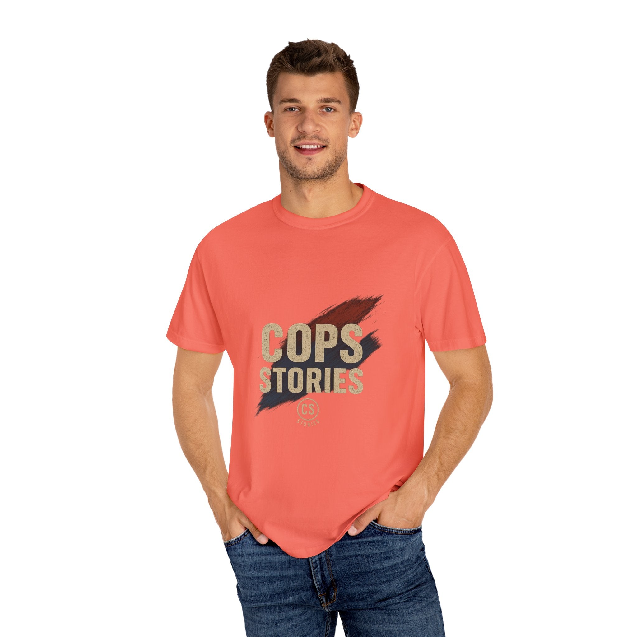Cops Stories T-Shirt | Unisex Garment-Dyed Tee for Law Enforcement Enthusiasts, Perfect for Everyday Wear, Gifts, Police Appreciation