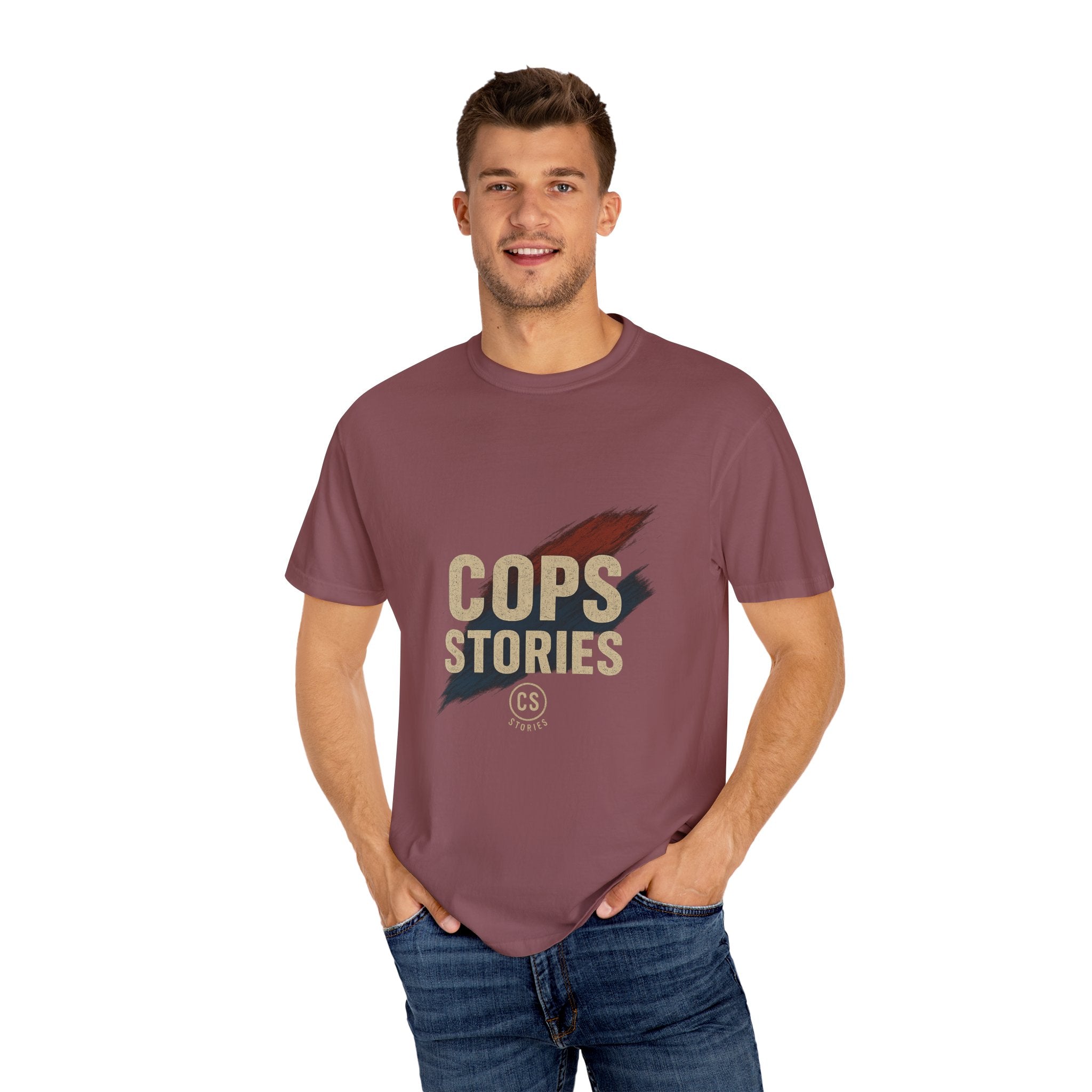 Cops Stories T-Shirt | Unisex Garment-Dyed Tee for Law Enforcement Enthusiasts, Perfect for Everyday Wear, Gifts, Police Appreciation